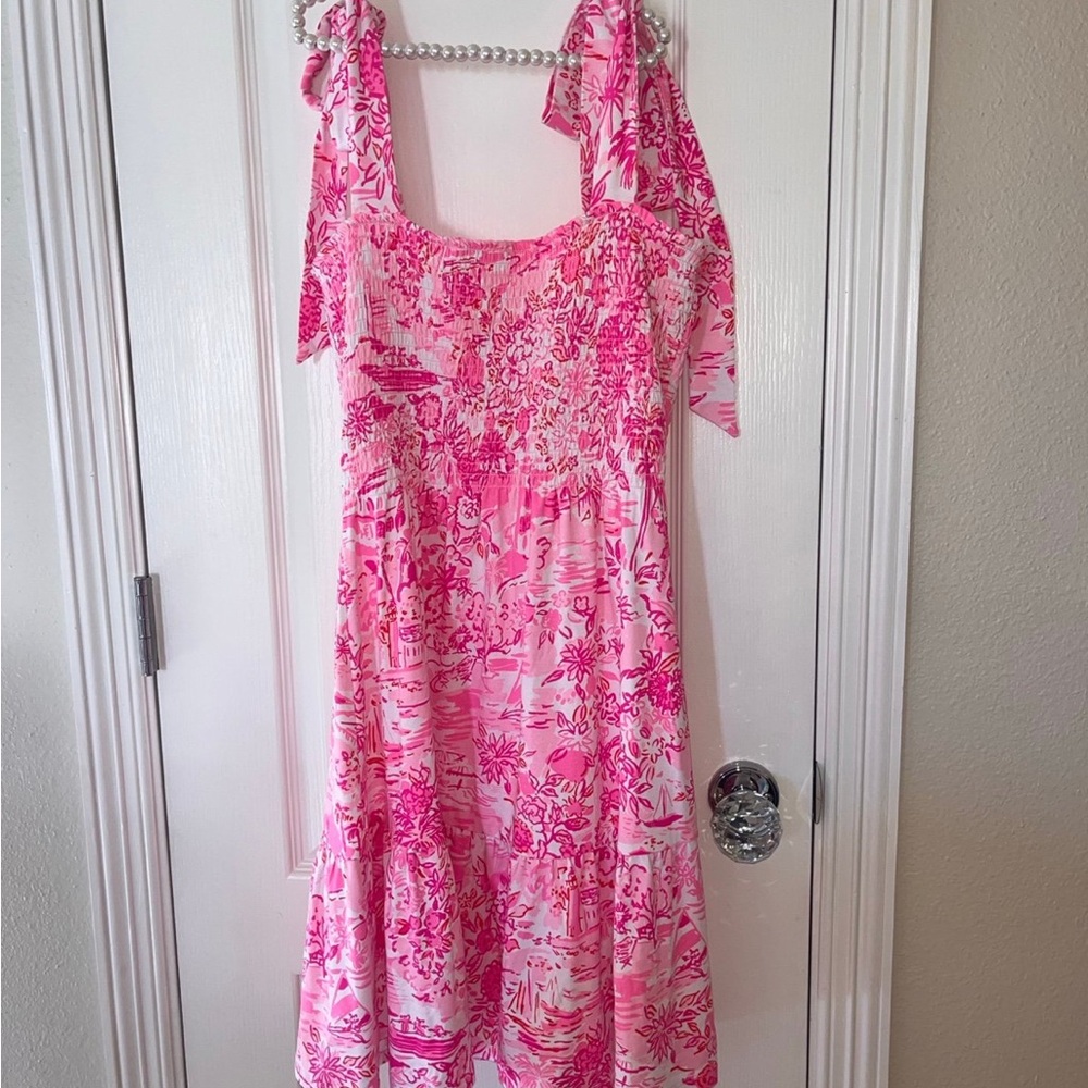 Lilly Pulitzer M Kailua Smocked Peony Pink Seaside Dress